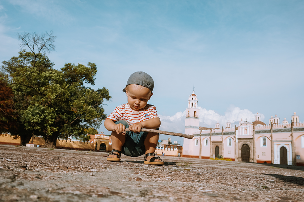 Kerk naast het plein van Puebla