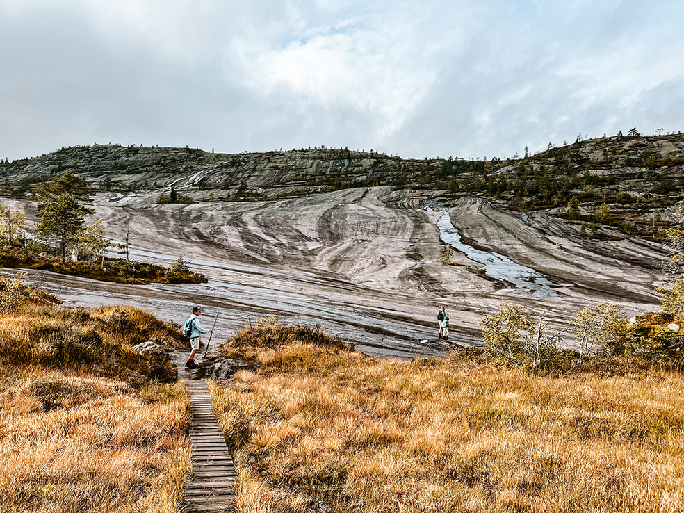 Uitgesleten rotsen en graslandschap  Himmelriket in Noorwegen